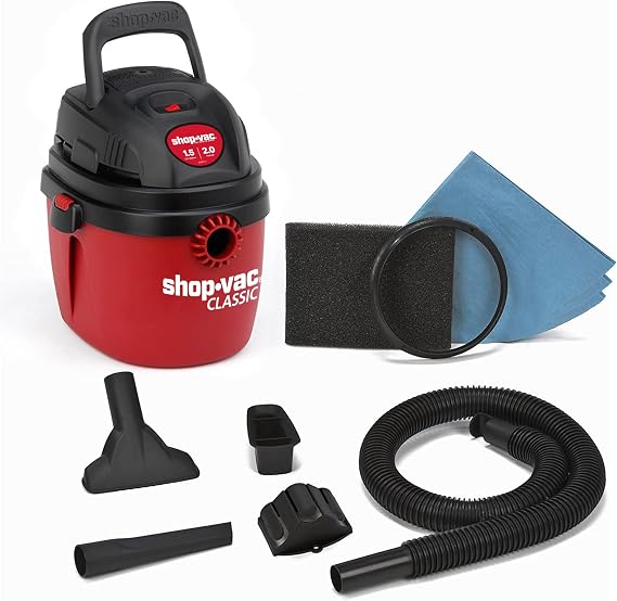Shop-Vac 1.5 Gal 2.0 Peak HP Wet/Dry Vacuum, Wall Mount Small Vac, 2030100