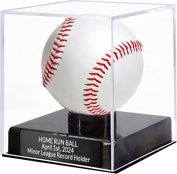 Custom Baseball Display Case Acrylic Baseball Holder Case Laser Engraved Plaque Showcase Your Cherished Baseball Memorabilia