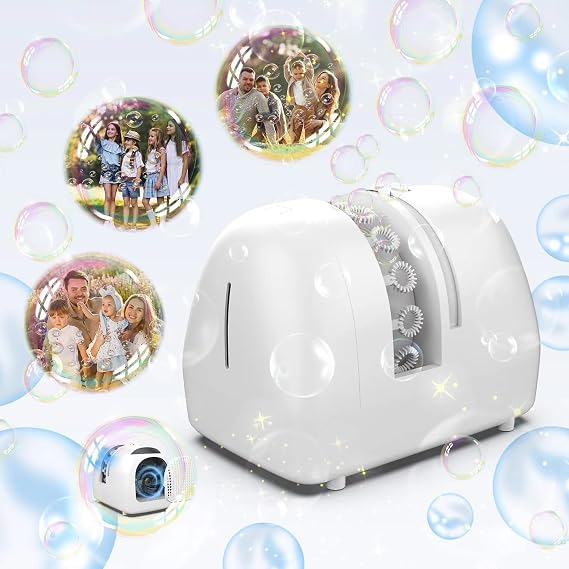Bubble Machine for Kids Parties Bubble Maker Operated by Plugin or Batteries Outdoors Blower Life Theme Parties Weddings Birthday Parties Gifts for Boys and Girls (Bubble Machine AB)