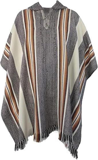 Gamboa Alpaca Wool Poncho Men with Hood Adult Cowboy and Western Ponchos