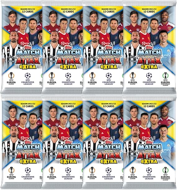 2021-22 Topps Match Attax Extra Champions League Cards - 8-Pack Set (Total of 84 Cards)