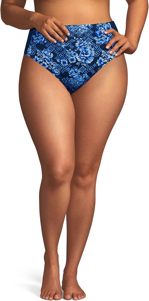 Lands' End Women's Seamed High Waisted Bikini Bottoms