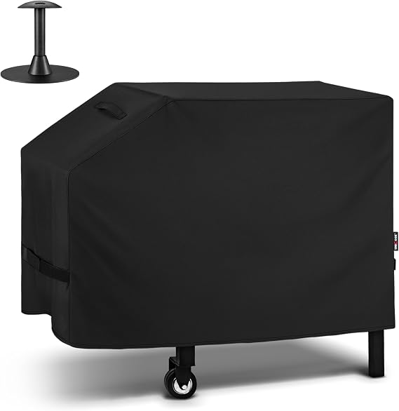 Unicook 28 Inch Griddle Cover for Blackstone and Nexgrill Cooking Station, Heavy Duty Waterproof Flat Top BBQ Grill Cover with Sealed Seam, Includes Support Pole, Black