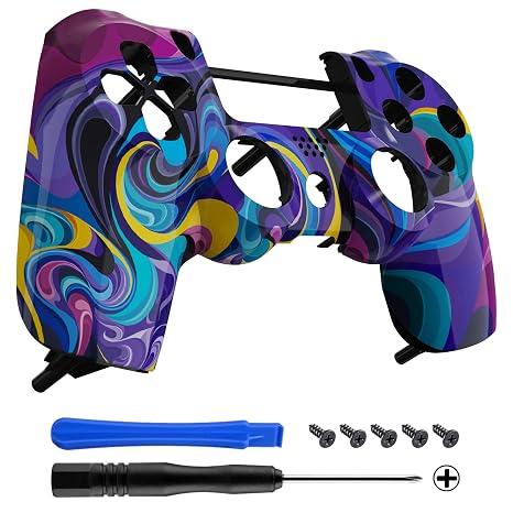 eXtremeRate Bizarre Dream Patterned Custom Faceplate Cover, Replacement Front Housing Shell Case Compatible with ps4 Slim Pro Controller JDM-040/050/055 - Controller NOT Included