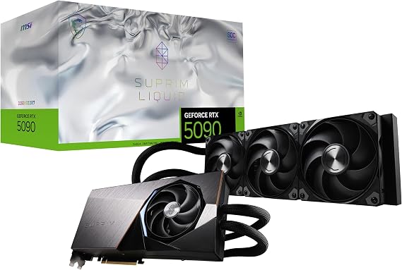 msi Gaming RTX 5090 32G SUPRIM Liquid SOC Graphics Card (32GB GDDR7, 512-bit, Extreme Performance: 2580 MHz, DisplayPort x3 2.1a, HDMI 2.1b, NVIDIA Blackwell Architecture)