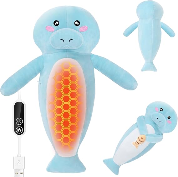 Manatee Heating Pad Plush, USB Electric Ocean Animal Warmer for Women