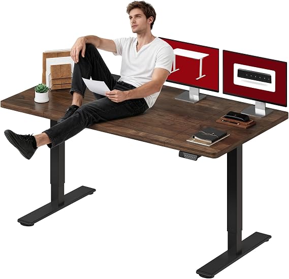 SANODESK Dual Motor 71''x 32'' Large Height Adjustable Standing Desk | Sit Stand Desk with Splice Board for Home Office, Ergonomic Computer Workstation, Study & Gaming,Black Frame/Black Walnut Top