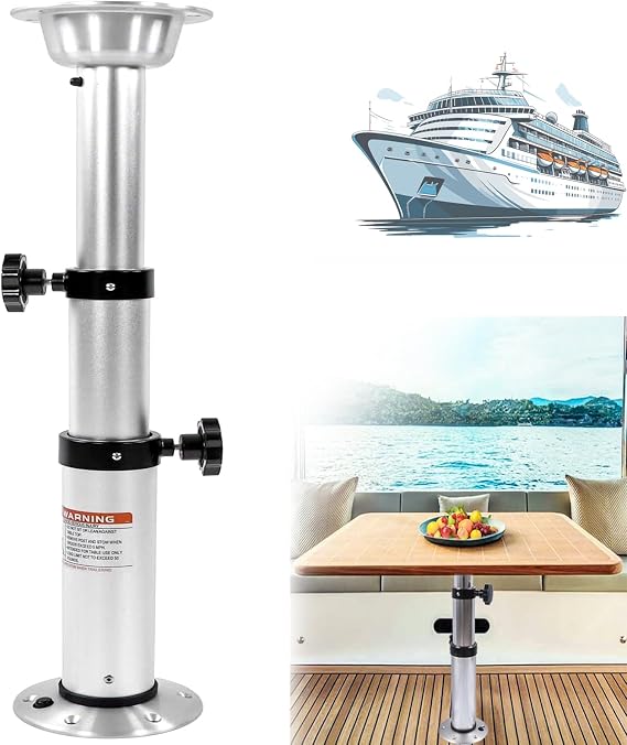3 Levels Adjustable RV Boat Table Pedestal, Detachable Aluminum Alloy RV Table Legs Stand Base Telescoping Mount Frame 17-29 Inch Height Range for RV Marine Boat Marine Yacht