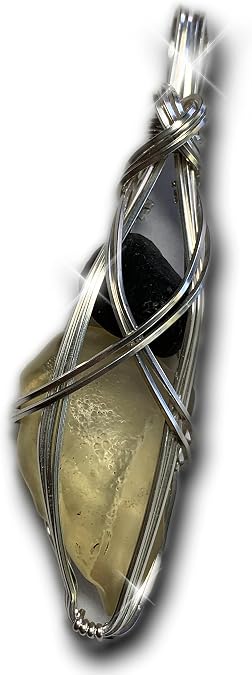 Genuine Libyan Desert Glass and Saffordite Necklace, Natural Crystal ss
