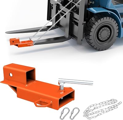 UTVJATV Forklift Trailer Hitch Attachment, 2 Inch Hitch Receiver Pallet Fork Trailer Towing Adapter with Safety Chain,1PCOrange