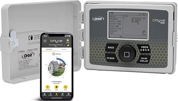 Orbit B-hyve Smart Indoor/Outdoor Sprinkler Controller - 12-Zone - App Controlled Smart Controller with Custom Irrigation Schedules - Weatherproof Multi-Zone Sprinkler System - 57950