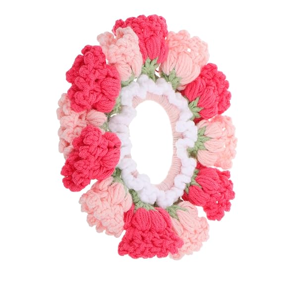 Girls Crochet Scrunchies Lily Valley Headband Soft Pink Hair Tie Women Hair Accessories Party Favor for Women