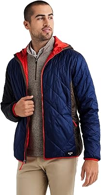 Rhone Mens Tundra Quilted Hooded Jacket, Recycled Water-Resistant Fabric, Primaloft Insulation, DWR Finish Puffer Jacket Multi, XX-Large