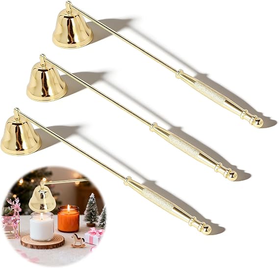 3pcs Candle Snuffer, Bell Shaped Iron Plating Long Handle with Non-Slip Grip Candle Extinguisher, Candle Snuffer for Safely Extinguishing Wick