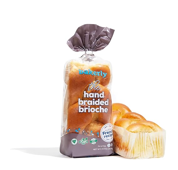 bakerly Hand Braided Brioche Pack of 4, 1-Count (4 Total Hand Braided Brioche Loaves)