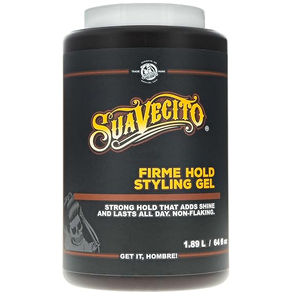 Suavecito Firme (Strong) Hold Styling Hair Gel 64 oz Tub - Original Scent, High Shine - Alcohol Free - Won't Dry or Flake, Lasts All Day, Works On All Hair Types And Textures