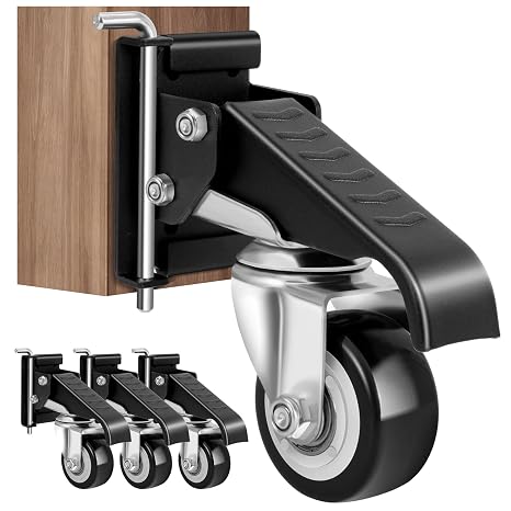 SPACECARE Workbench Casters kit 600Lbs Quick Release 2 Mounting Options 4P | Heavy Duty Retractable Workbench Stepdown Caster Wheels Adjustable for Workbenches, Tables, and Cabinets, Easy to Install