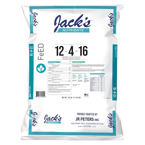 Jack's Nutrients 12-4-16 Reverse Osmosis Water-Soluble Fertilizer, 25lb