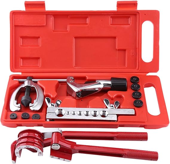 Brake Pipe Flaring Tool Kit, Flaring Tool with Bender, Eccentric Flaring Tools, 11pc Pipe Flaring Kit Brake Fuel Tube Repair Flare Kit With Cutter Bending Tool Set