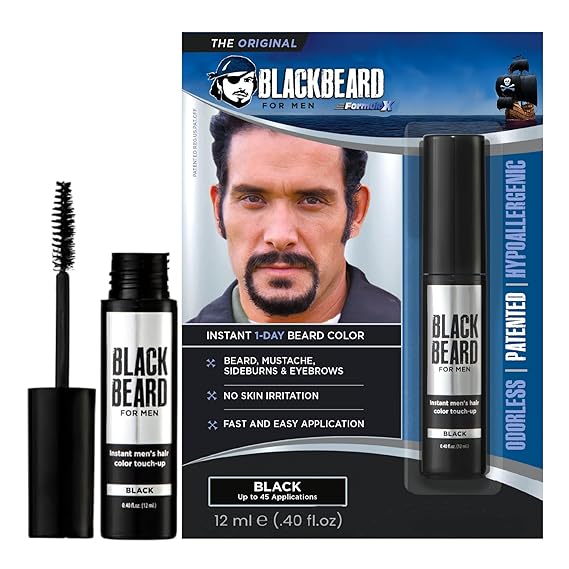 Blackbeard for Men Instant Beard Color, Black, 1 Pack