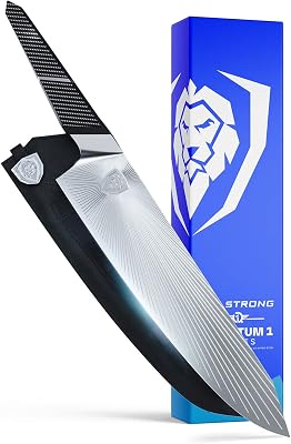 Dalstrong Chef Knife - 9.5 inch - Quantum 1 Series - Ultra-Sharp - American Forged BD1N-VX Hyper Steel - Carbon Fibre G10 Hybrid Handle - Premium Kitchen Knife - Leather Sheath