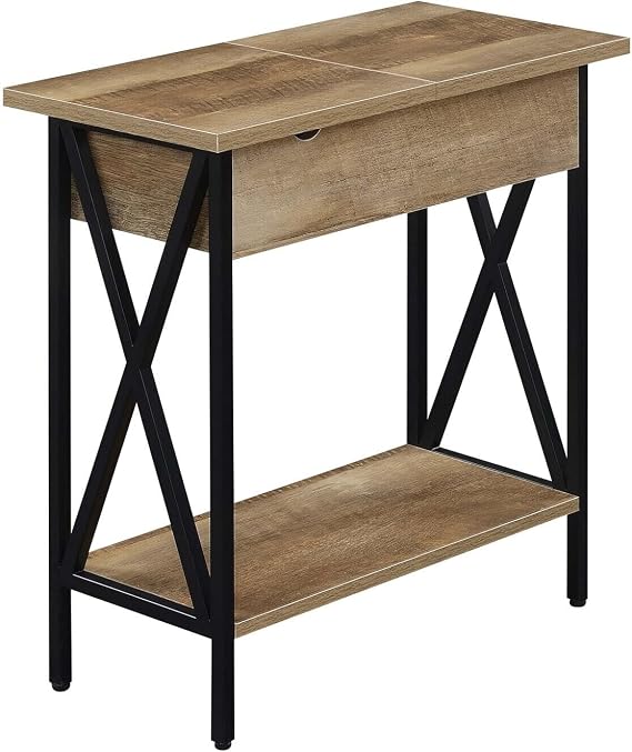 Electric Lift Top Table with Charging Station & Shelf - Modern End Table
