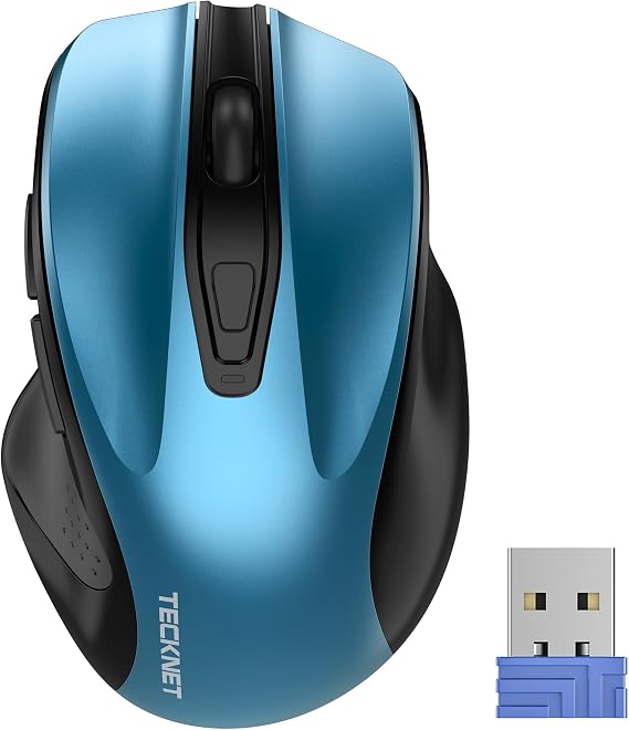 TECKNET Wireless Mouse, 2.4G Ergonomic Computer Mouse, 2600 DPI, Azure