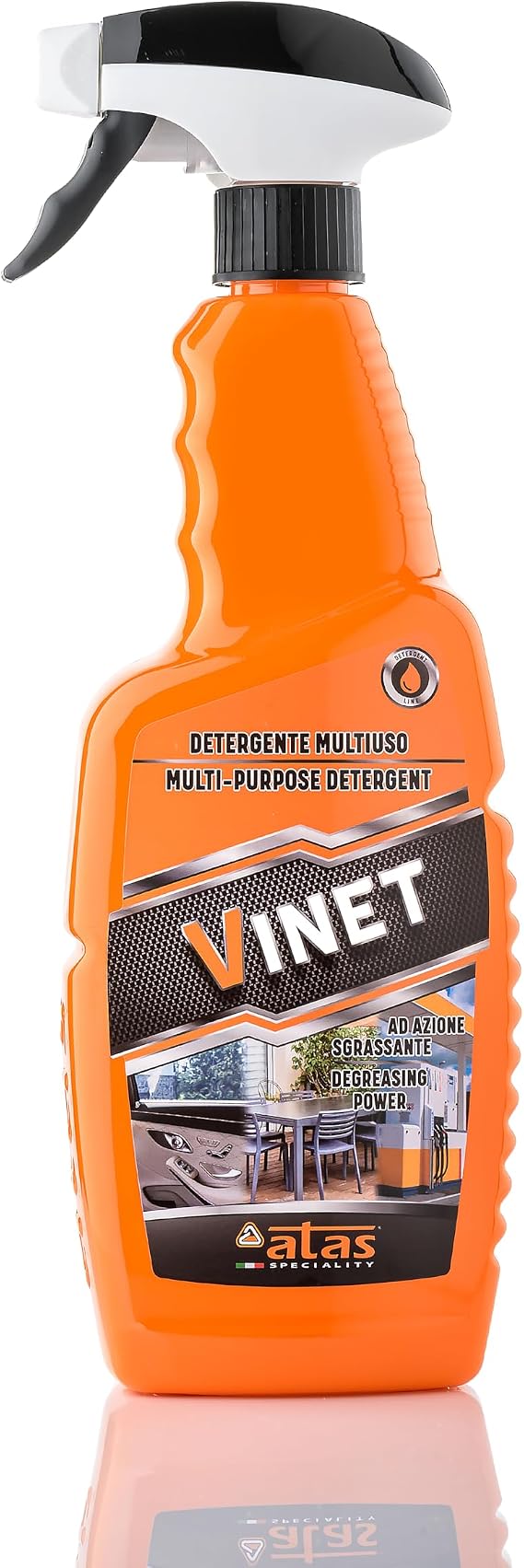 Car Interior Cleaner - Multi-Surface Spray for Dashboards, Vinyl & Leather | ATAS VINET Made in Italy Water-Based Formula Cleans Plastic, Glass & Trim Without Sticky Residue - Streak-Free, Lemon Scent