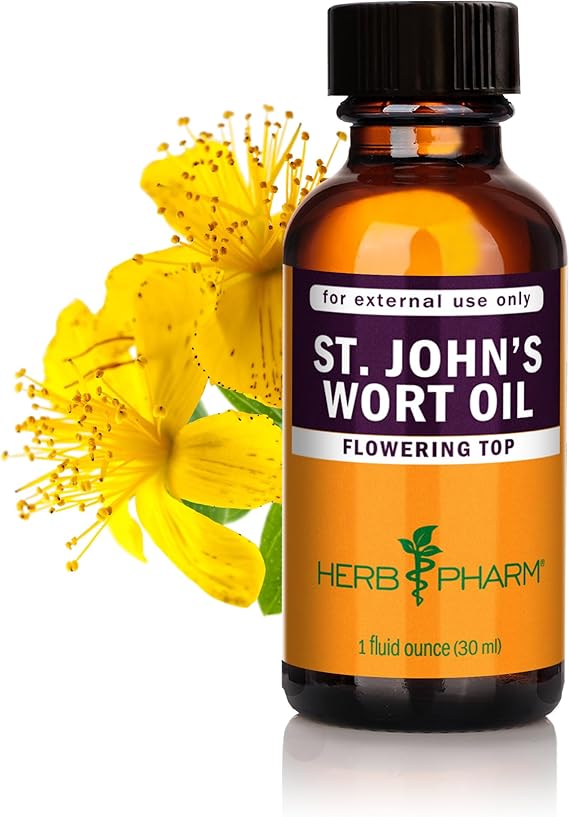 Herb Pharm St. John's Wort Topical Oil Herbal Skin & Nerve Comfort Support, External Use Botanical Oil Extract, Alcohol-Free, 1 fl oz