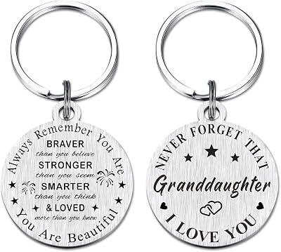 SOUSYOKYO Granddaughter Keychain from Grandparents, Granddaughter Birthday Graduation Gifts from Grandma and Grandpa, I Love My Grand Daughter Easter Present