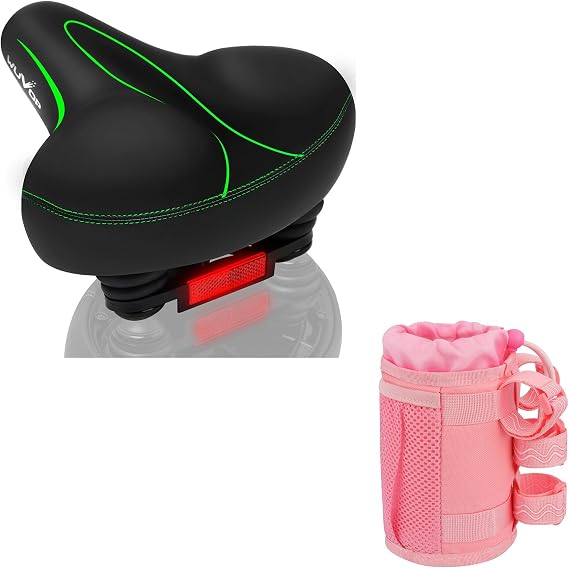 WUVOP Bike Cup Holder & Bike Seat, Water Bottle Holder Handlebar for Bike with Mesh Pockets, Universal Cycling Bicycle Water Bottle Drink Cup Cage for Cruiser, Scooter, Mountain Bike, Road Bike