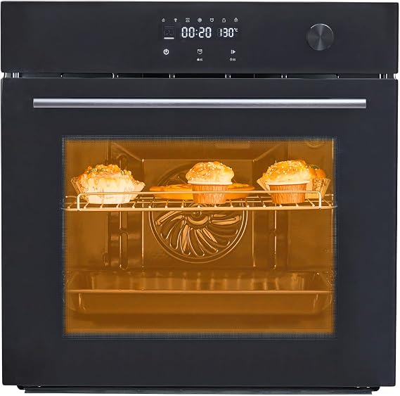 24" Electric Single Wall Oven,Pizza Oven Indoor,Built-in Electric Ovens 2.5 Cu.ft.240V,3000W,Stainless Steel Finish,for Kitchen,Sensor Touch Control