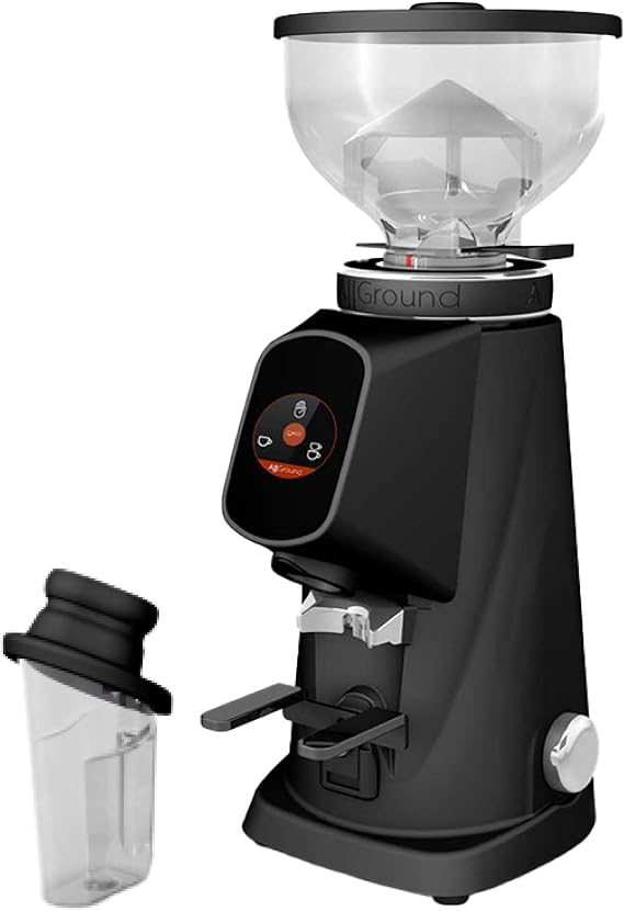 Fiorenzato All Ground Burr Grinder/Coffee Grinder for Home/Burr Coffee Ginder/Electric Coffee Ginder/Coffee Bean Grinder - 64mm flat burrs with Container - Made in Italy (BLACK)