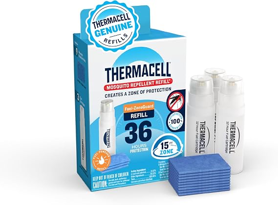 Thermacell Fuel-ZoneGuard Fuel Powered Mosquito Repellent Refills, 36-Hr | 15-FT Zone; 3x Fuel, 9x Mats; Proven Outdoor Protection; Patio Shield; Bug Spray Alternative; Scent Free; DEET-Free