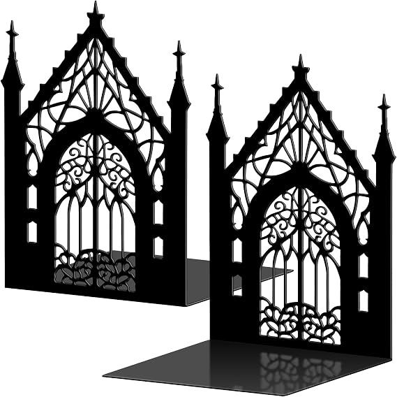 Shimeyao Halloween Gothic Vintage Metal Bookends Black Heavy Duty Decor