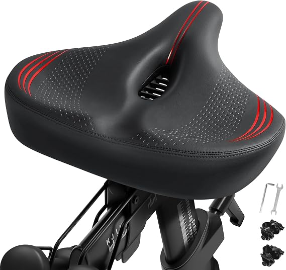 Oversized Bike Seat for Peloton Bike & Bike+, Replacement Extra Wide Bicycle Seat, Comfort Bike Saddle Compatible with Peloton, Exercise, Electric Bikes or Cruiser Bikes Seat Cushion for Men & Women