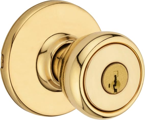 Kwikset 400T-3SV1 Tylo Knob Entry Door Lock SmartKey with New Chassis with 6AL Latch and RCS Strike Bright Brass Finish