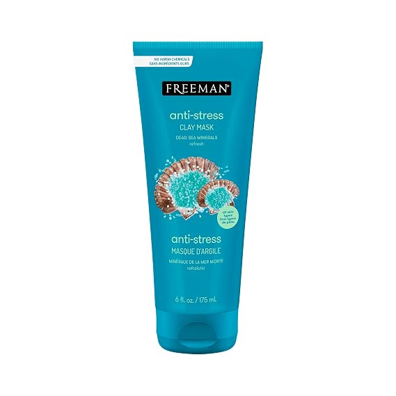 Freeman Anti-Stress Clay Mask, Dead Sea Mineral Face Mask, 6 Fl Oz Tube