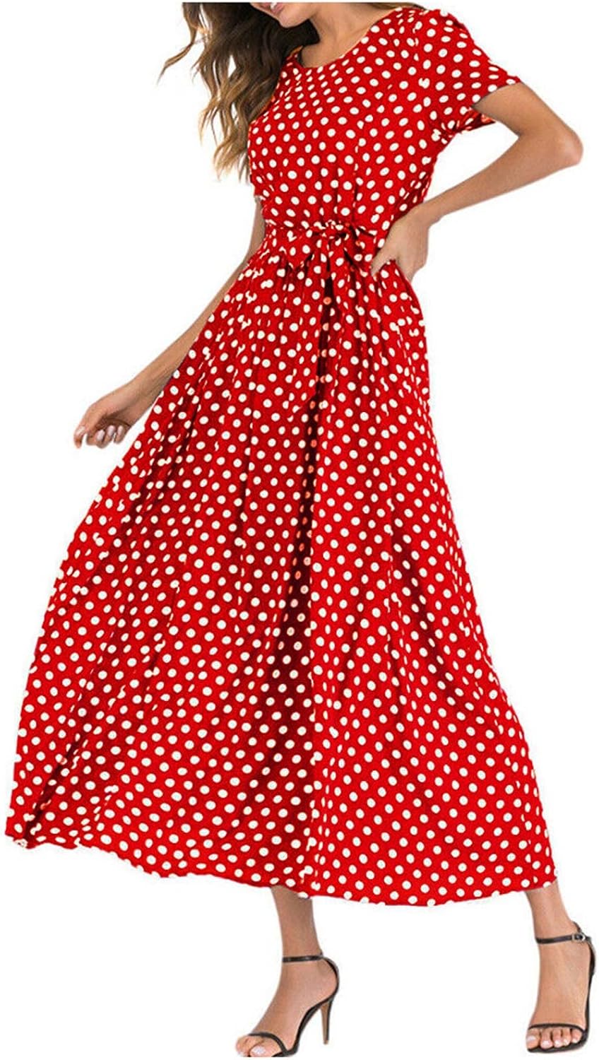 GN109 Womens Swim Dress Polka Dots Beach Long Bathing Suit Swim Dress for Women Fashion F0