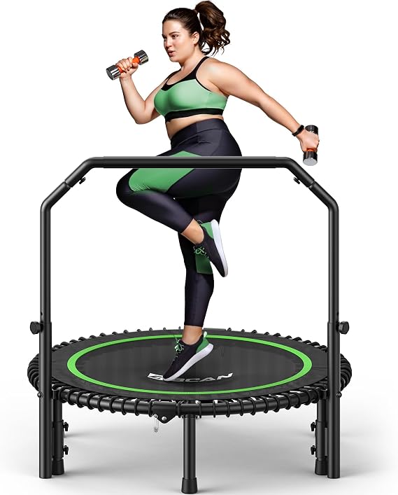 BCAN BT2 40/48" Rebounder Trampoline for Adults, Handle, Indoor, 450/550lbs