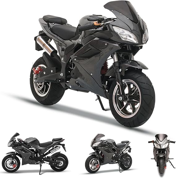 50CC Mini Motorcycle for Adults [Mini Size], 4-Stroke Pocket Bike | Mini Dirt Bike, Miniature Kid Dirt Bike, Up to 30MPH, Trail Mini Pocket Rocket Bike Max Load 400Lbs Black