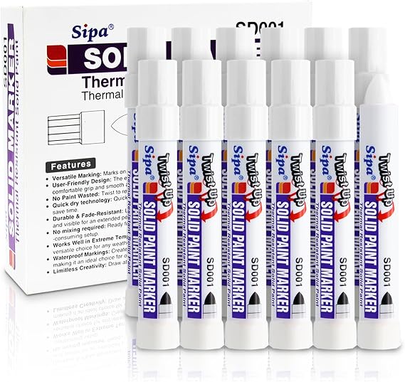 Sipa 12 Pack Permanent Waterproof Weather Resistant Solid Paint Markers