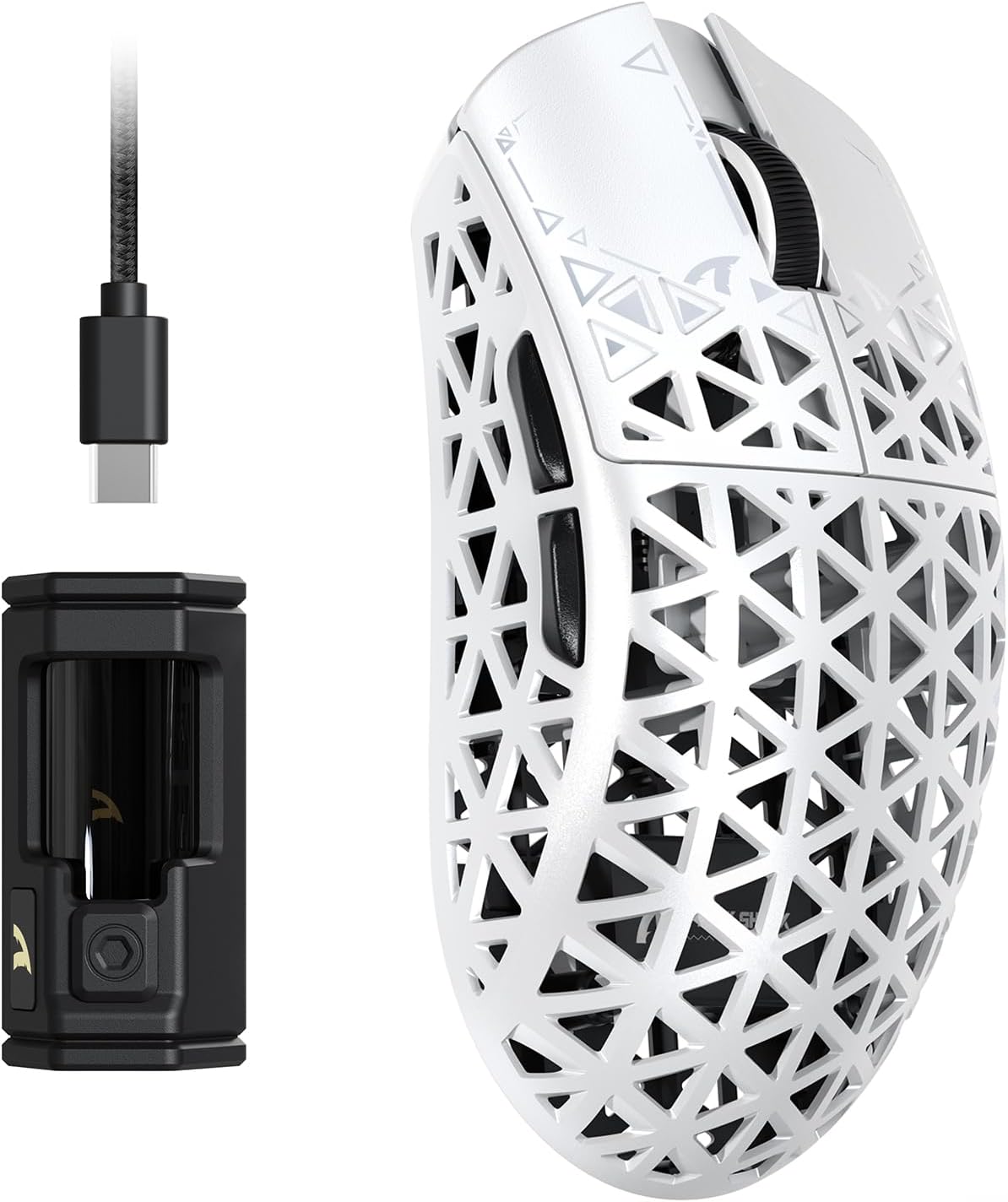 ATTACK SHARK R5 Ultra Carbon Fiber HyperSpeed Wireless Gaming Mouse – 39g Super Lightweight, PAW3950MAX Sensor, 42000 DPI, 8000Hz Wireless Polling, BT2.4GWired USB-C, WindowsMac Compatible – White