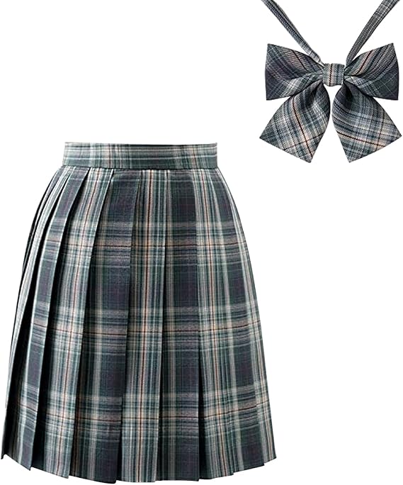 WindTour JK Skirt, Pleated Uniform Skirt, High School Girls, JK Uniform, Ribbon Included, Mini, Cute, Sailor, School, Cosplay