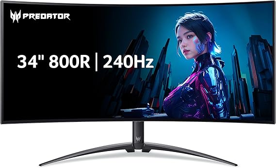 Acer Predator 34in WQHD 3440x1440 OLED 240Hz Gaming Monitor X34 Xbmiiphuzx