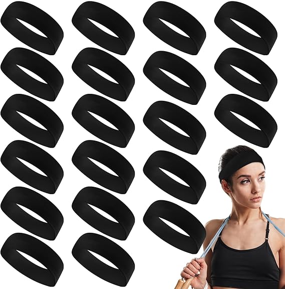 Hotop 20 Pcs Sport Stretchy Headbands Bulk for Girls