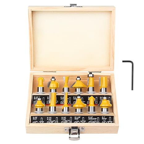 Router Bits Set 1/2 Inch Shank - BAIDETS 12 Pieces 1/2" Tungsten Carbide Router Bits, Woodwork Tools