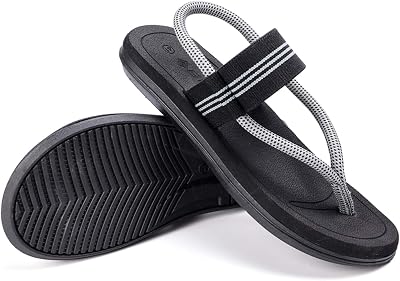 CYian Mens Sandals Slippers Rubber Flip Flops for Men Shoes with Fashion Eastic Strap Free Adjustment Indoor Outdoor