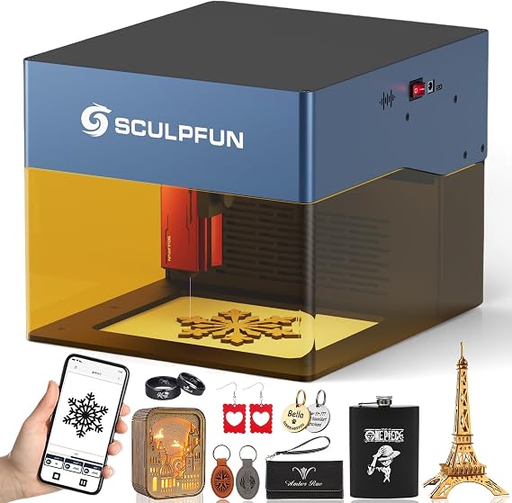 SCULPFUN iCube Pro 5000mW Laser Engraver, Class 4 Cutter with Smoke Filter