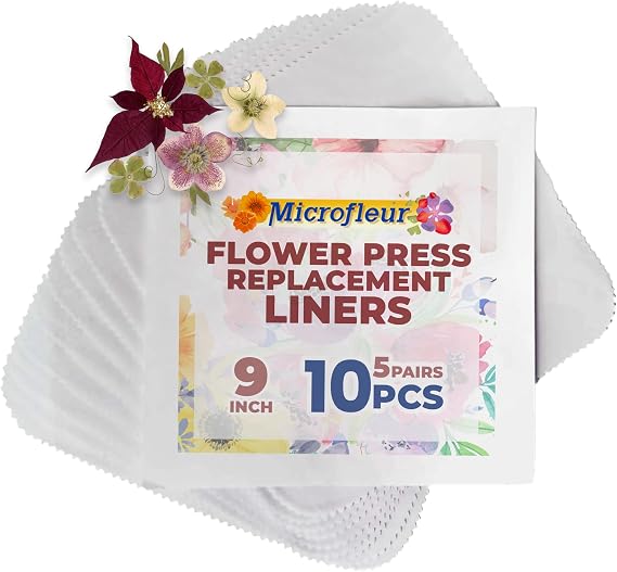 Microfleur Microwave Flower Press Max 10 Cotton White Liners, 9 (23 cm)